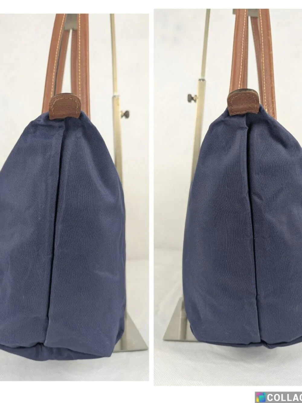 Longchamp Le Pliage Nylon Leather Shoulder Bag Blue | Used | Fast Shipping - Picture 6 of 13